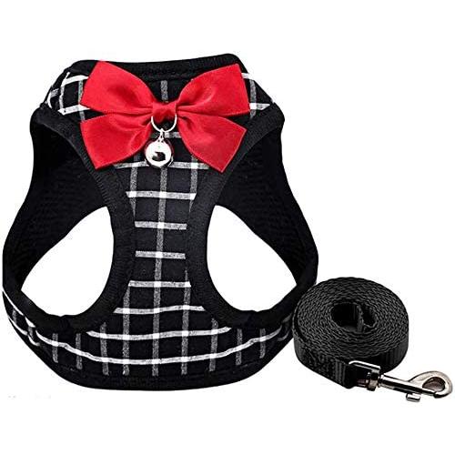 Abaooat Cat Harness and Leash for Walking Small Cat and Dog Harness Escape Proof Pet Vest Harnesses with Bell and Bow-Knot Decoration