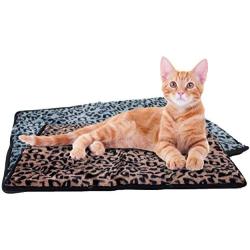 Thermal Cat Pet Dog Connectable Warming Bed Mat, Comfortable Nap, Sleeping and Crate Mat for Cats - Includes Buttons to Attach Mats Together (Beige, Large)