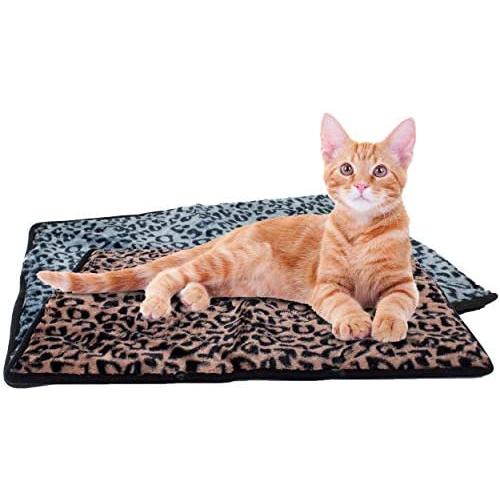 Thermal Cat Pet Dog Connectable Warming Bed Mat, Comfortable Nap, Sleeping and Crate Mat for Cats - Includes Buttons to Attach Mats Together (Beige, Large)