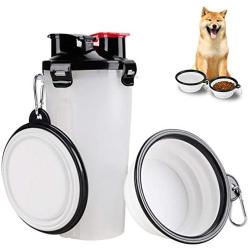Lenlorry Dog Water Bottle Dog Travel Bowls Water Food Container with Dual Collapsible Dog Bowls Outdoor Pet Bowls for Dog Cat Puppy Kitten Rabbit Walking Hiking Traveling