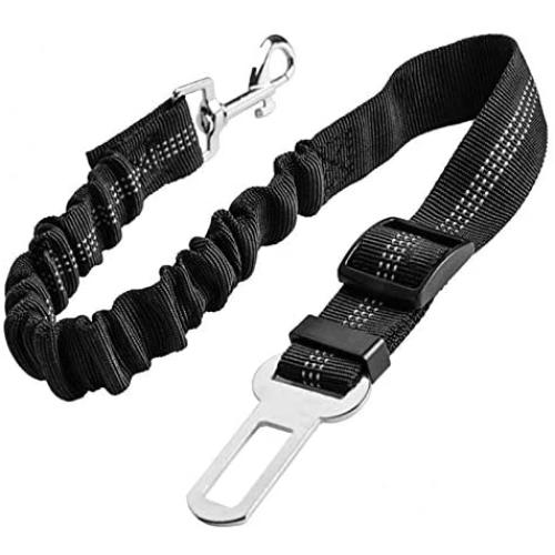 Upgraded Dog Seat Belt, Adjustable Pet Car Harness for Small Medium Large Dogs and Cats, Durable Reflective Pet Vehicle Safety Belt, with Elastic Nylon Buffer, Perfect for Travel and Daily Use (Black)