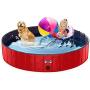 V-HANVER Foldable Dog Pool Hard Plastic Collapsible Pet Bath Tub for Puppy Small Dogs Cats and Kids