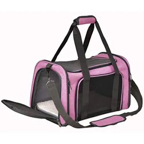 LI Zhi SHAI Pet Airline Travel Approved Airport Pet Carrier, Soft Sided Portable Folding Under Seat Air Travel Pet Carriers Bag for Small Animals LI Zhi SHAI Pet Airline Travel Approved Airport Pet Carrier, Soft Sided Portable Folding Under Seat Air Travel Pet Carriers Bag for Small Animals