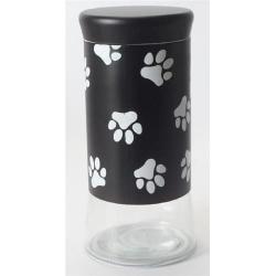 Housewares International 9-1/4-Inch Glass Pet Treats And Snacks Storage Jar, Black Background