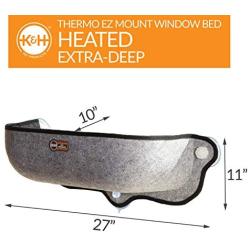 K&H Pet Products EZ Mount Window Bed Kitty Sill - Mounts to Virtually Any Glass Window or Door, Gray