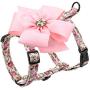 Beirui Escape Proof Small Dog Harness for Puppies - Cute Floral Puppy Walking Harness with Detachable Flower (Chest 12-21”)