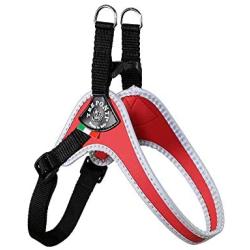 Tre Ponti Fibbia Small Dog Harness with Adjustable Belly Strap, 3.5 cm, Red