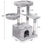 BEWISHOME Large Cat Tree Condo Bundle with Small Cat Tower with Sisal Scratching Posts Perches Houses Cat Furniture Kitty Activity Center Kitten Play House MMJ05G11L