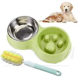 JIUZO Slow Feed Dog Bowl Small,Double Slow Feed Bowl of Dog,Catfeeders and waterersw Feeding Bowl Food Water Feeder