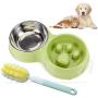 JIUZO Slow Feed Dog Bowl Small,Double Slow Feed Bowl of Dog,Catfeeders and waterersw Feeding Bowl Food Water Feeder