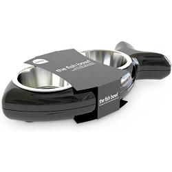 HING Fish Non Slip Dual Cat Feeding Station with Removable Bowls