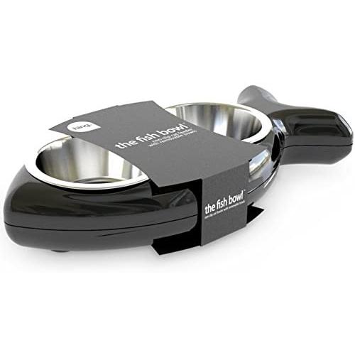 HING Fish Non Slip Dual Cat Feeding Station with Removable Bowls