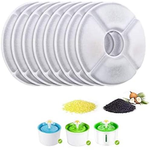 Gohfeoeo Pet Water Fountain Replacement Filter 8 Pack Premium Cotton Activated Carbon Replacement Water Fountain Filter for 1.6L Pet Fountain Pet Water Fountain Filter Keep Water Fresh
