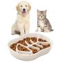 Slow Feeder Cat Dog Bowl Ceramic Kitten Bowl Fun Interactive Feeder Bowl Preventing Pet Feeder Anti-Gulping Healthy Eating Diet cat Bowls