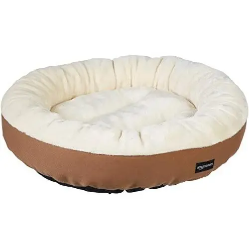 Amazon Basics Round Bolster Dog or Cat Bed with Flannel Top Amazon Basics Round Bolster Dog or Cat Bed with Flannel Top