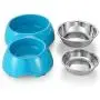 Flexzion Pet Feeder Feeding Drinking Stand Tray Station with Stable Plastic Dual Double Diner Stainless Steel Bowls Removable Dishes Food Water Holder for Dog Cat Puppies (Blue) Flexzion Pet Feeder Feeding Drinking Stand Tray Station with Stable Plastic Dual Double Diner Stainless Steel Bowls Removable Dishes Food Water Holder for Dog Cat Puppies (Blue)