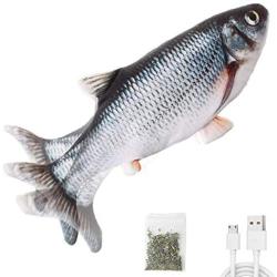 Potaroma Electric Flopping Fish 10.5'', Moving Cat Kicker Fish Toy, Realistic Flopping Fish, Wiggle Fish Catnip Toys, Motion Kitten Toy, Plush Interactive Cat Toys, Fun Toy for Cat Exercise