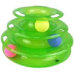 WWQY Removable Plastic Funny Cat Turntable Puzzle Toy Easy to assemble pet Supplies Cat Toy with Three-color Moving Ball, green
