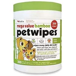 Petkin Extra Mega Valu Bamboo Natural Petwipes 200 ct, Green