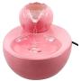THMY Ceramic Cat Drinking Water Fountain, 1.3 Liters Pet Water Fountains for Cats and Dogs, Electric Pet Water Dispenser with Quiet Pump - Pink Lotus Style