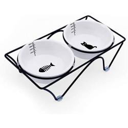 JOYO Cat Bowls Elevated, Tilted Cat Food Bowls, Raised Cat Bowls for Food and Water, Protect Pets Spine, Dishwasher and Microwave Safe, Ceramic cat Food Dishes and Bowls for Indoor Cat or Small Dogs