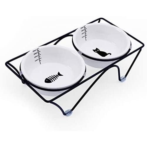 JOYO Cat Bowls Elevated, Tilted Cat Food Bowls, Raised Cat Bowls for Food and Water, Protect Pets Spine, Dishwasher and Microwave Safe, Ceramic cat Food Dishes and Bowls for Indoor Cat or Small Dogs