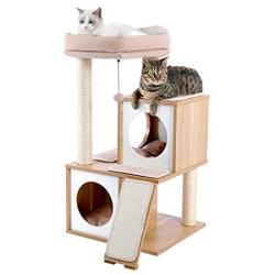 PAWZ Road Cat Tree Multi-Level Cat Tower Furniture with Spacious Perch, Fully Wrapped Sisal Scratching Posts and Replaceable Dangling Balls