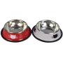 Yasma Cat Bowls Stainless Steel Pet Cat Bowl Kitten Rabbit Cat Dish Bowl with Cute Cats Painted cat Food Dish Easy to Clean Durable Cat Dish for Food and Water (red+Grey)