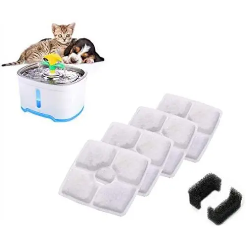 Beacon Pet New Square Filters for Cat Fountain, 4 Pack Activated Carbon Charcoal Replacemen Filter +2 Pack Sponge Set , Suitable for 2.5L Upgrade Pet Fountain Cat Dog Pets Drink Water Beacon Pet New Square Filters for Cat Fountain, 4 Pack Activated Carbon Charcoal Replacemen Filter +2 Pack Sponge Set , Suitable for 2.5L Upgrade Pet Fountain Cat Dog Pets Drink Water
