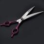 Moontay Pet Gromming Shear - 8.0 inch Pink Handle Downward Curved Pet Grooming Cutting Scissor with Bag