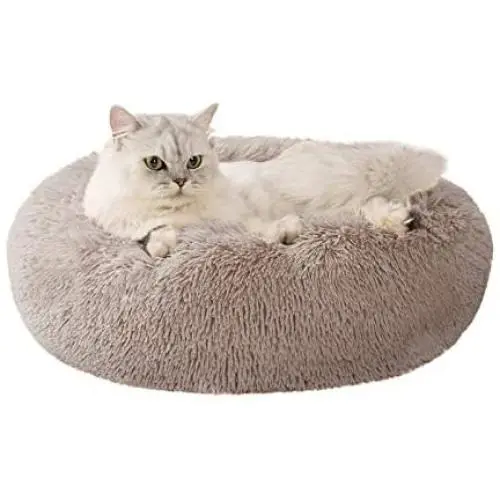 Loves cabin 24in Cat Beds for Indoor Cats - Cat Bed with Machine Washable, Waterproof Bottom - Taupe Fluffy Dog and Cat Calming Cushion Bed for Joint-Relief and Sleep Improvement Loves cabin 24in Cat Beds for Indoor Cats - Cat Bed with Machine Washable, Waterproof Bottom - Taupe Fluffy Dog and Cat Calming Cushion Bed for Joint-Relief and Sleep Improvement