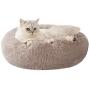 Loves cabin 24in Cat Beds for Indoor Cats - Cat Bed with Machine Washable, Waterproof Bottom - Taupe Fluffy Dog and Cat Calming Cushion Bed for Joint-Relief and Sleep Improvement