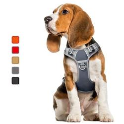 ATOPARK Dog Harness No-Pull Pet Harness Adjustable Comfortable Harness with Handle Outdoor Pet Vest Reflective Oxford Soft Breathable Vest Easy Control for Small Medium Large Dog Grey M