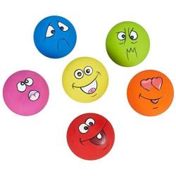 Pet Dog Toy Squeaky Balls Chewing Latex Rubber Soft Fetch Play Toys with Funny Face for Puppy Small Dog (6PCS)