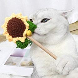 ocijf179 Cat Toy Pet Cat Kitten Wood Handle Stick Sunflower Catnip Teaser Interactive Chew Toy - Sunflower