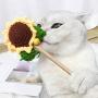ocijf179 Cat Toy Pet Cat Kitten Wood Handle Stick Sunflower Catnip Teaser Interactive Chew Toy - Sunflower