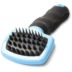 Premium Dog Brush & Curry Grooming Comb very Gentle Soothing and Massaging for Dogs, Cats with Short or Long Hair | Soft Rubber Bristles Shedding/Washing Brush Gently Removes Loose & Shed Fur.