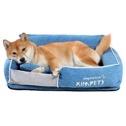 Kimpets Washable Dog Beds for Medium Dogs, Medium Dog Bed with Removable Cover, Cozy Dog Couch Bed, Calming Dog Bed for Medium Dogs with PV Fabric, Plush Dog Bed for Dog, Dog Sofa with No-Slip Bottom