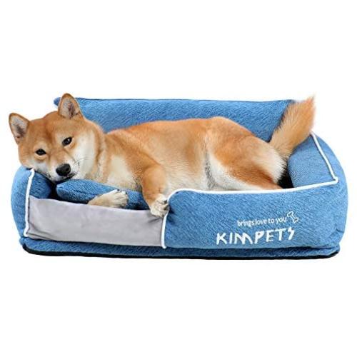 Kimpets Washable Dog Beds for Medium Dogs, Medium Dog Bed with Removable Cover, Cozy Dog Couch Bed, Calming Dog Bed for Medium Dogs with PV Fabric, Plush Dog Bed for Dog, Dog Sofa with No-Slip Bottom