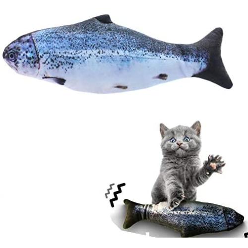 Running Pet Simulation Electric Doll Fish,Cat Kicker Fish Toy,Cat Catnip Toys,Flopping Fish Cat Toy, Cat Wagging Fish Fish Shape Doll Interactive Pets Pillow Chew Bite Supplies (USB Charging)
