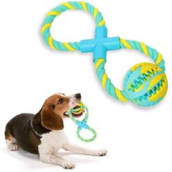 Ttspring 8-Shaped Dog Rope Toys for Aggressive Chewers, Cotton Rope Tug of War Dog Toys for Dog Training Teeth Cleaning and Playing, Tug Toys for Medium Dogs