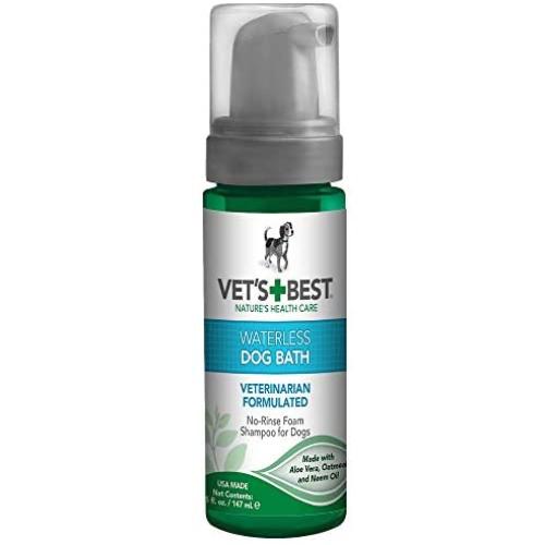 Vets Best Waterless Dog Bath | No Rinse Dry Shampoo for Dogs | Natural Formula Refreshes Coat and Controls Odor Between Baths | 5 Ounces