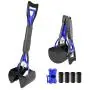 Aircover Dog Pooper Scooper, 24'' Foldable Long Handle Dog Poop Scooper for Large Medium Small Dogs, Pet Waste Pickup with 4 Poop Bags Rolls + 1 Poop Bag Dispenser, Easy to Use on Grass Gravel (Blue)