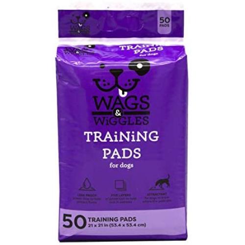 Wags & Wiggles Training Pads For Dogs, 50 Count | Puppy Pee Pads For Dogs | Dog and Puppy Supplies (FF9573) Wags & Wiggles Training Pads For Dogs, 50 Count | Puppy Pee Pads For Dogs | Dog and Puppy Supplies (FF9573)