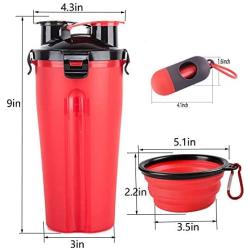 CLOVOCK Pet Food and Water 2-in-1 Outdoor Dog Water Bottle Dispenser, of with 1Collapsible Dog Food Bowls for Cats and Dogs