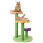 ANMINY 3-Tier 28 Inches Cat Activity Tree with Scratching Posts Pompom Ball Toy Bright Flower Pattern