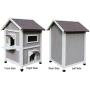 HiCaptain Outdoor Cat House Feral-Cat Shelter Escape Door Waterproof Insulated Two Story