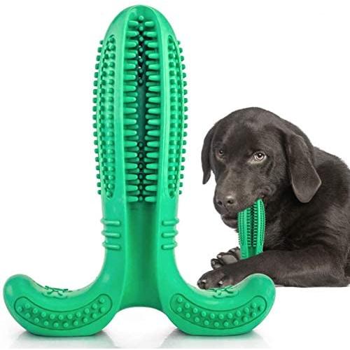 CHZHENG Dog Toothbrush Chew Toys, Natural Rubber Bite Resistant Dog Tooth Cleaner Puppy Dental Care Brushing Toy for Small Medium Dog