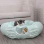 Large Comfortable Cat Tunnel with Scratching Ball and Cushion, Collapsible Play Toy Tube Fun for Kittens and Cats