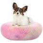 Fluffy Dog Bed, Deep Sleep Faux Fur Donut Cuddler Cat Calming Bed, Ultra Soft Plush Round Pet Nest Sofa Cushion Bed for Small Medium Dog, Cozy Warm Indoor Pet Sleep Beds with Non-slip Bottom